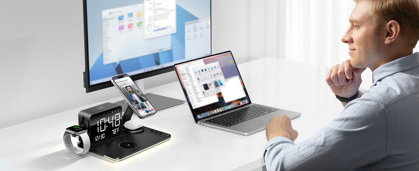 THL MagCharge 7-in-1 Fast Wireless Charging Station | Premium Magnetic Charging Dock for Desk