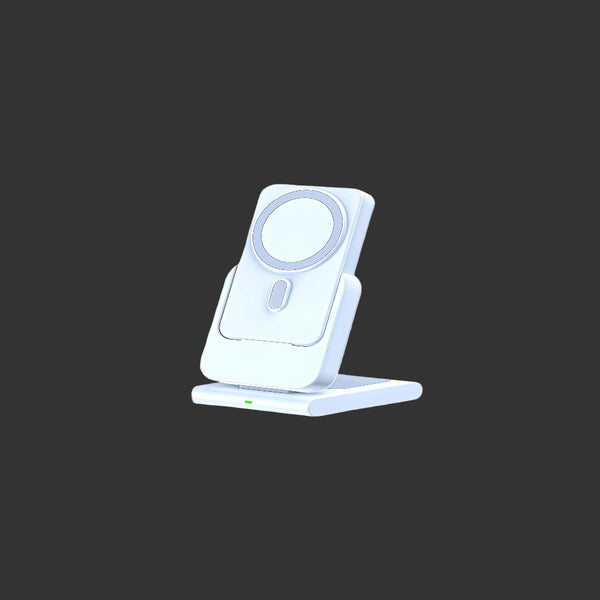 White magnifying glass on a stand with a light blue gradient background