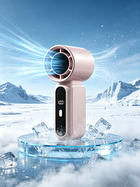 Portable Handheld Cooling Fan, 3600mAh Rechargeable Mini Turbo Fan with Digital Display, Foldable Neck Hanging Personal Fan for Outdoor Travel
